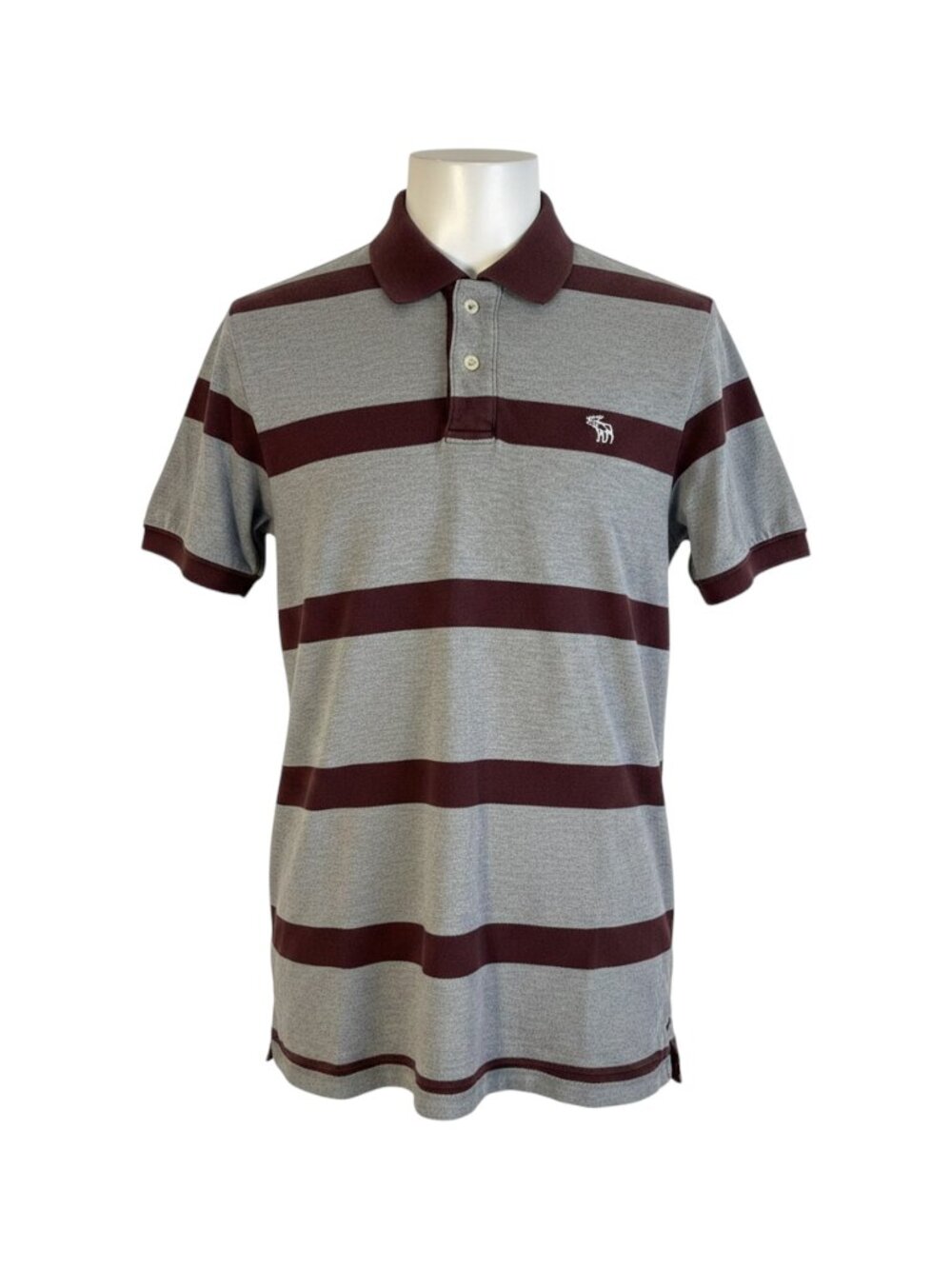 Abercrombie & Fitch Gray Maroon Polo Shirt XXL Gray